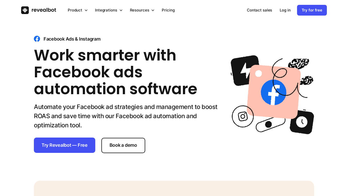 Revealbot Automation Landing page