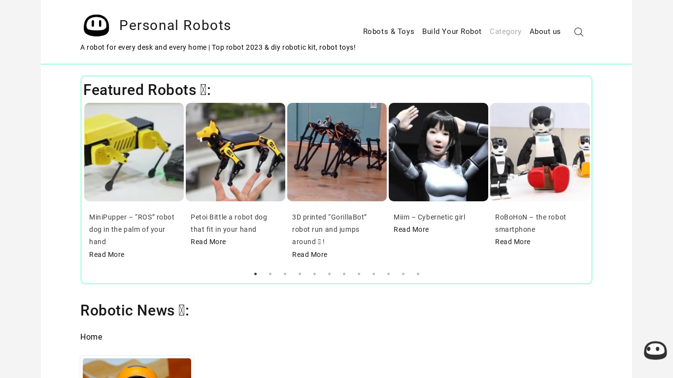 Personal Robots Landing page