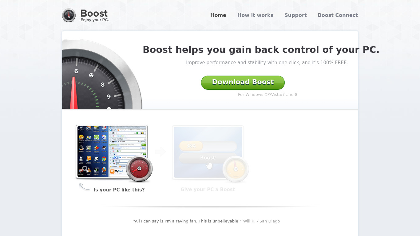 Boost Landing page