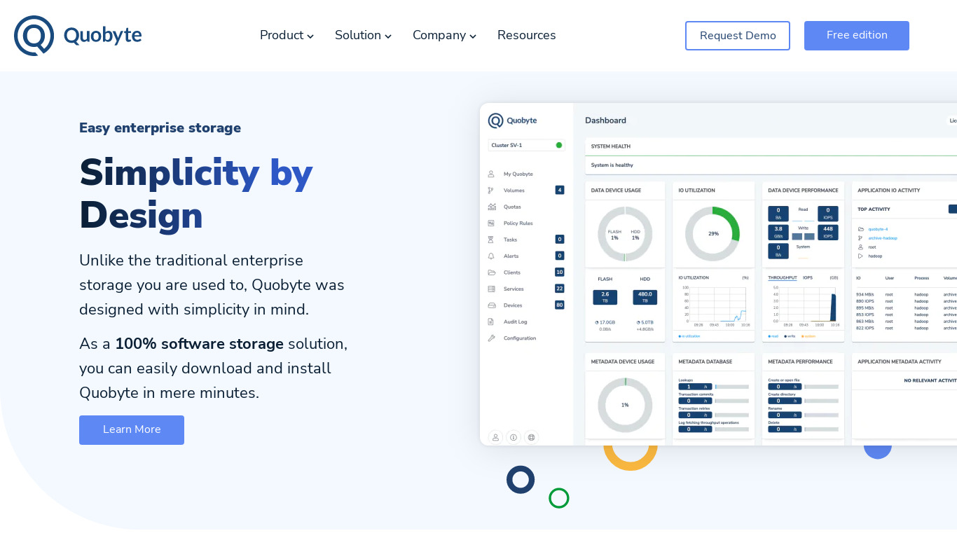 Quobyte Landing page