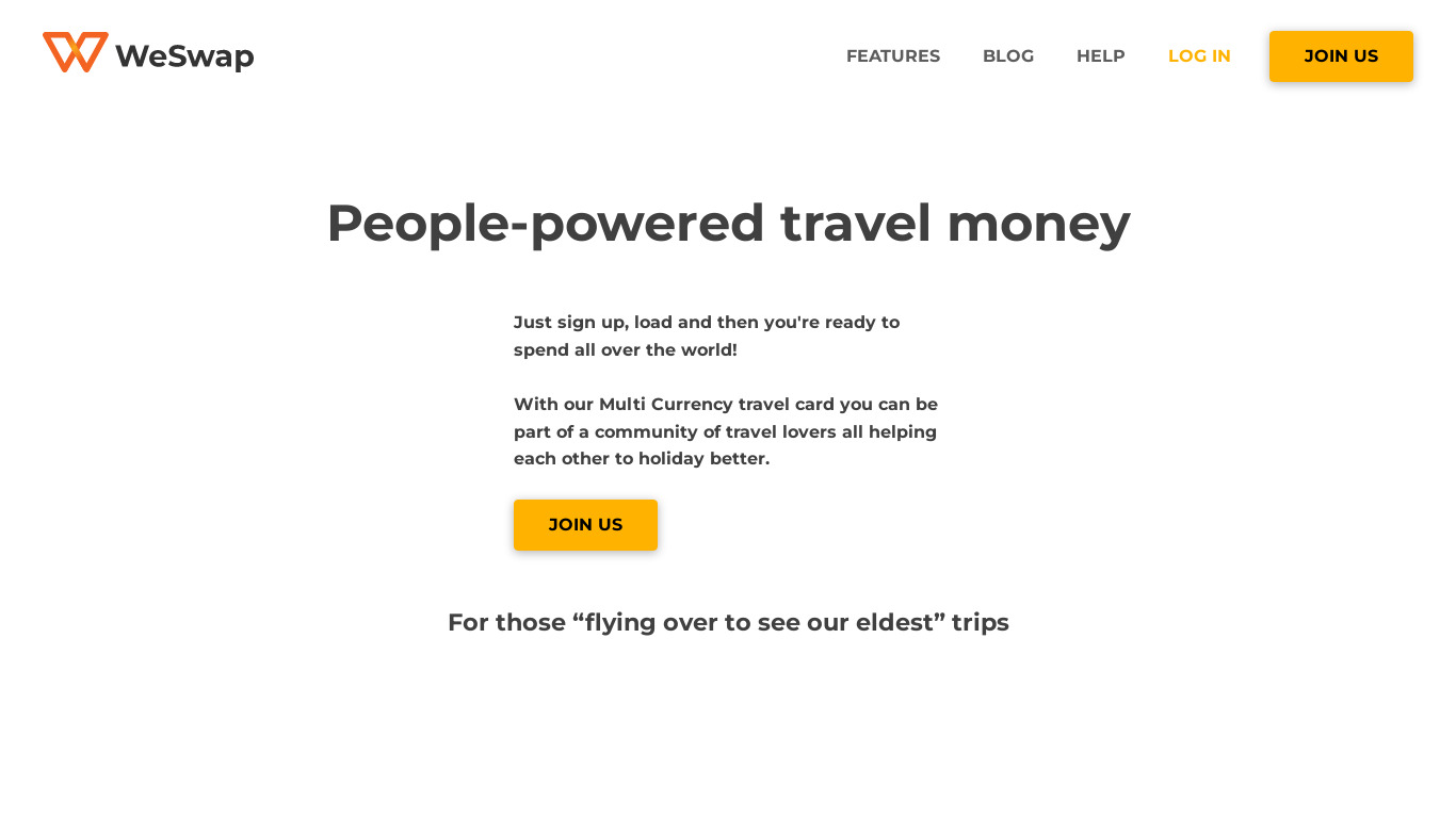 WeSwap Landing page