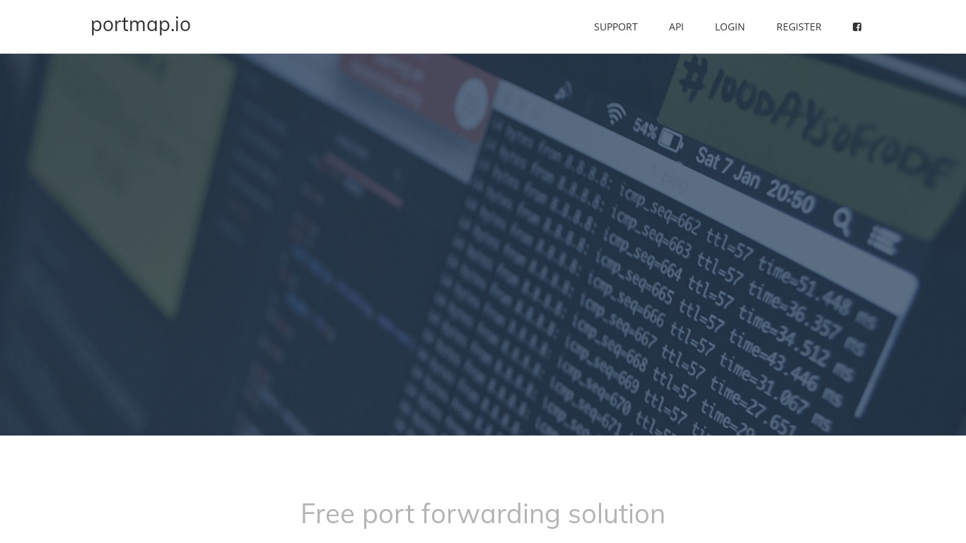 Portmap.io Landing page