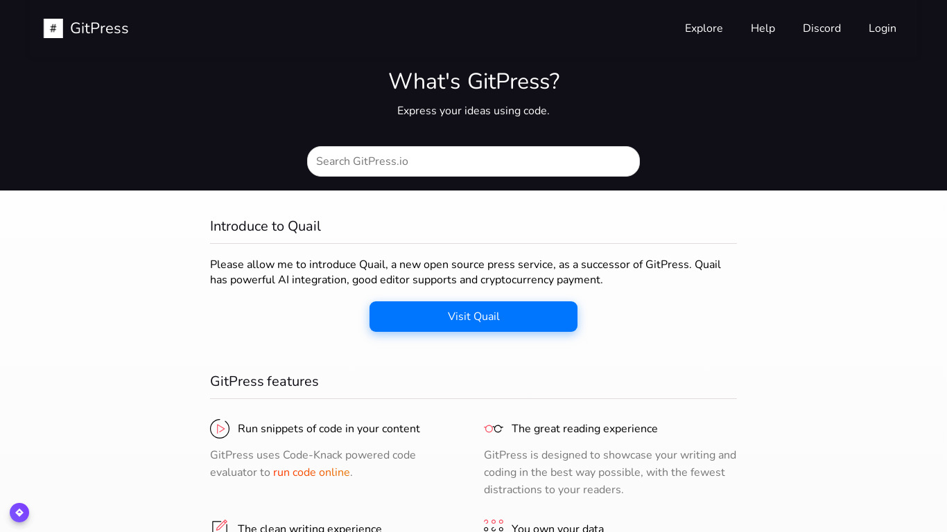 GitPress Landing page