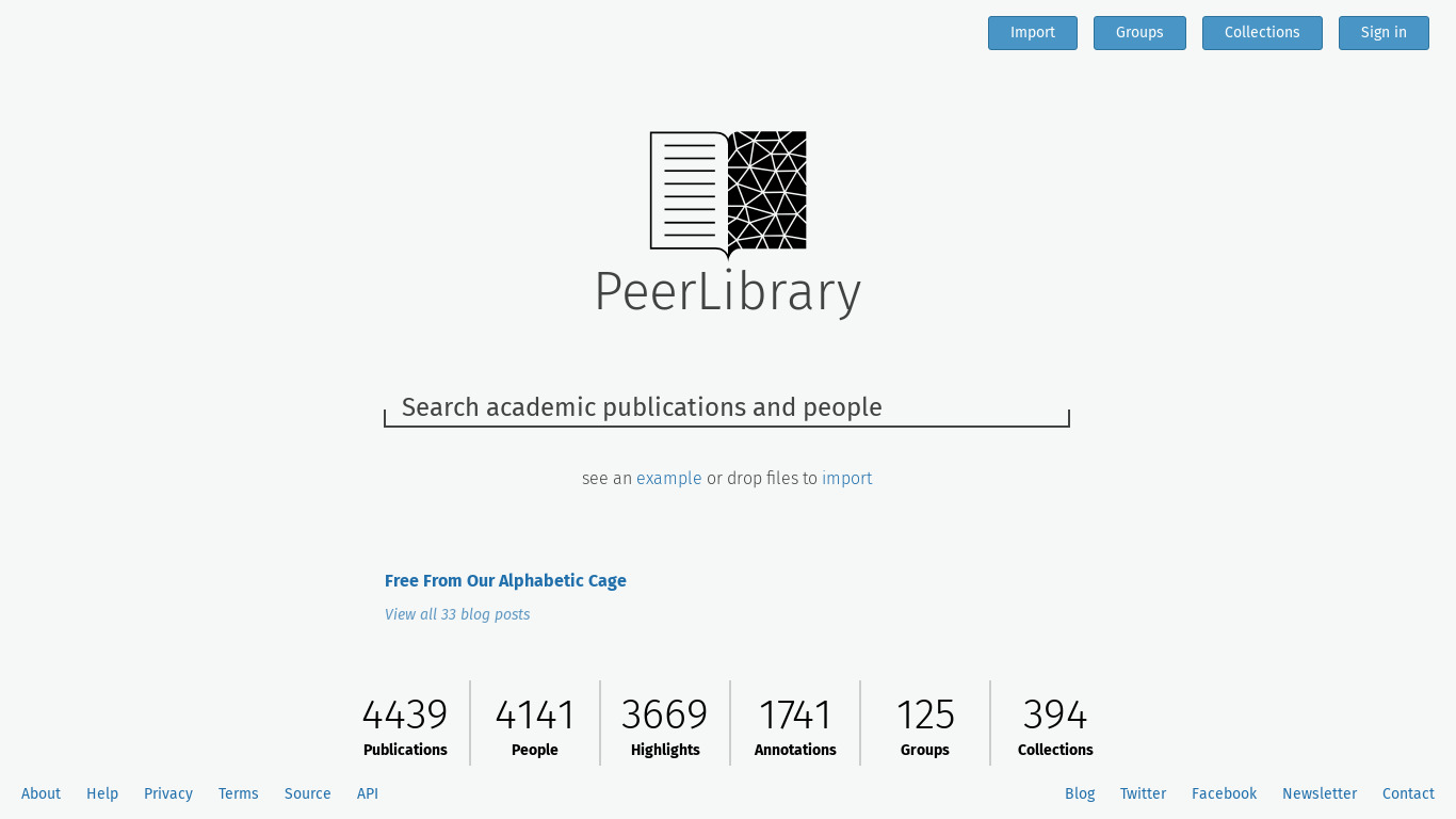 Peerlibrary Landing page