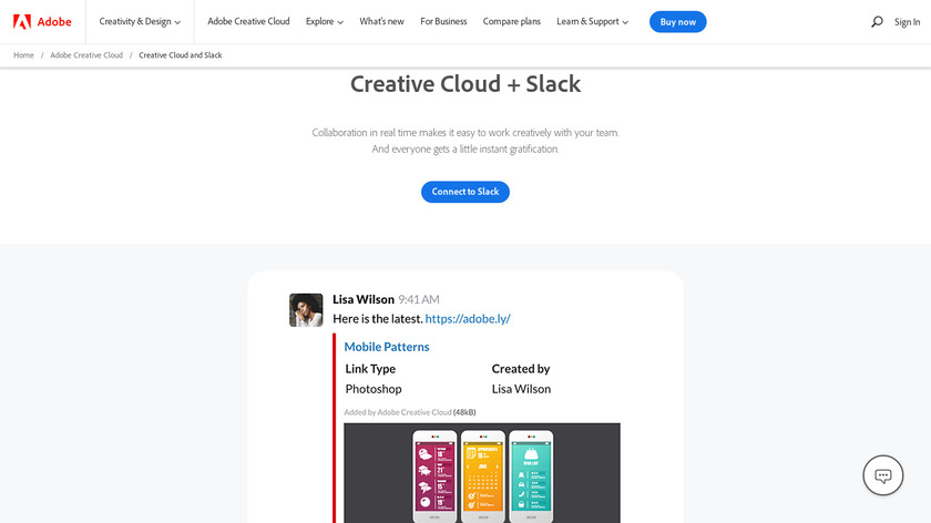 Adobe CC + Slack Integration Landing Page