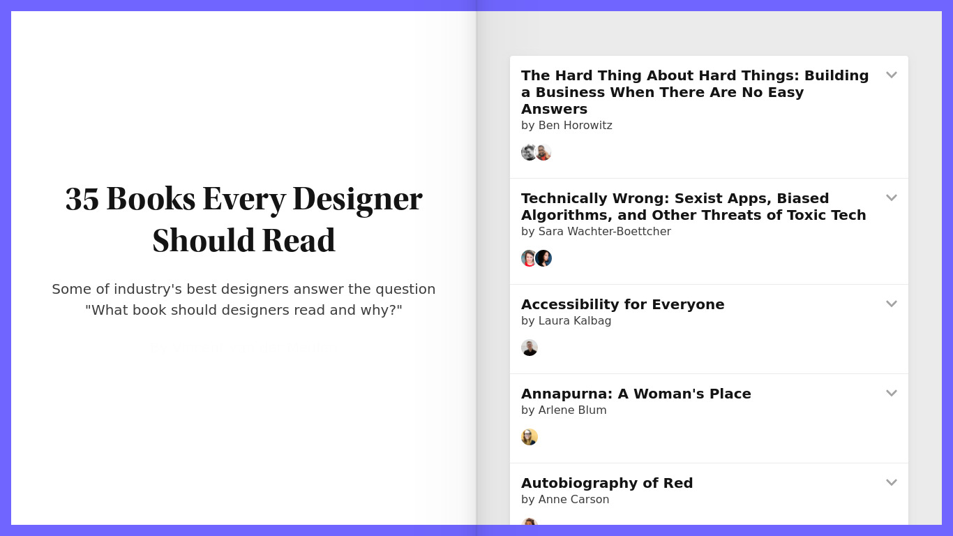 Readinglist.design Landing page