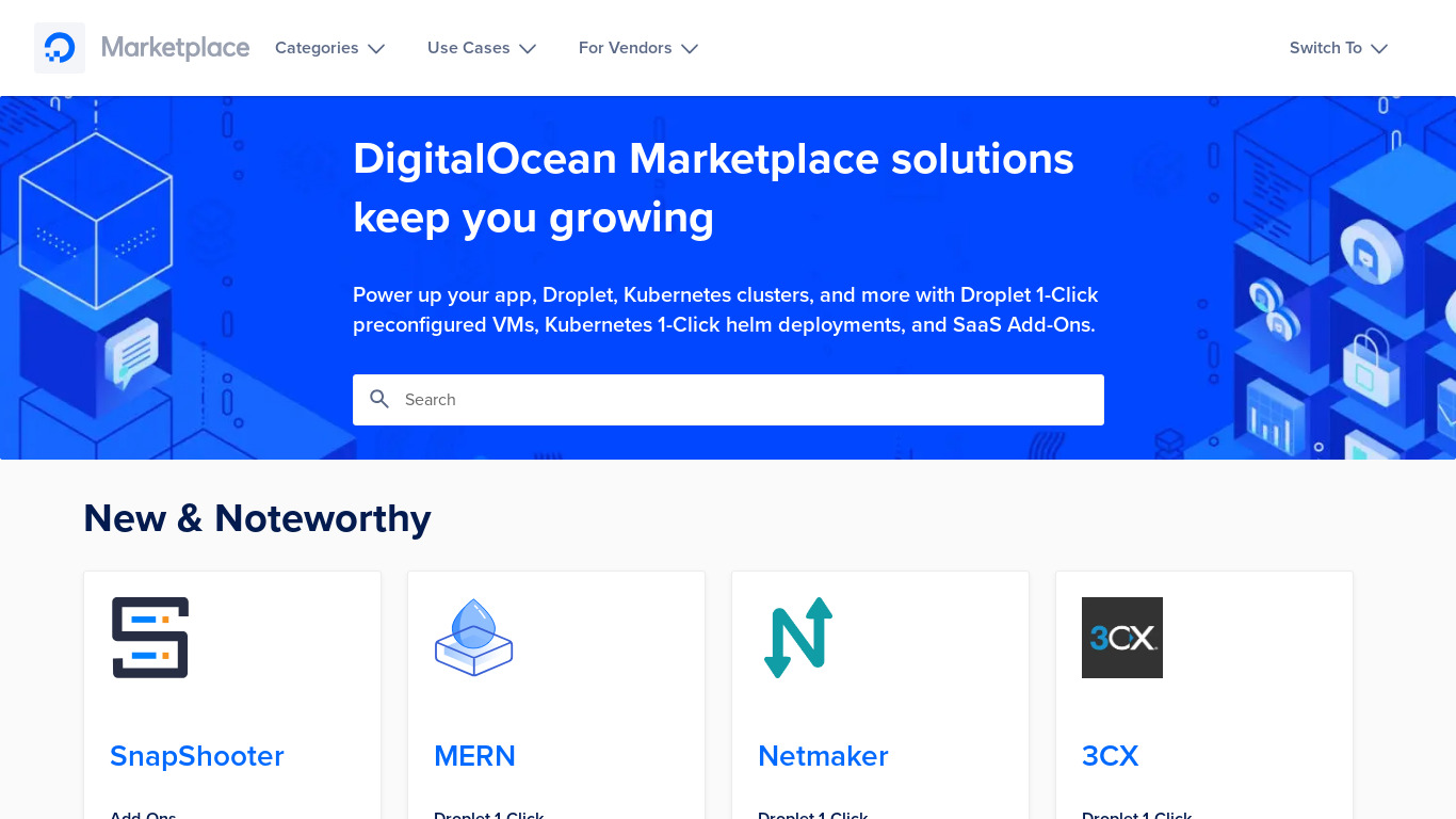 DigitalOcean Marketplace Landing page