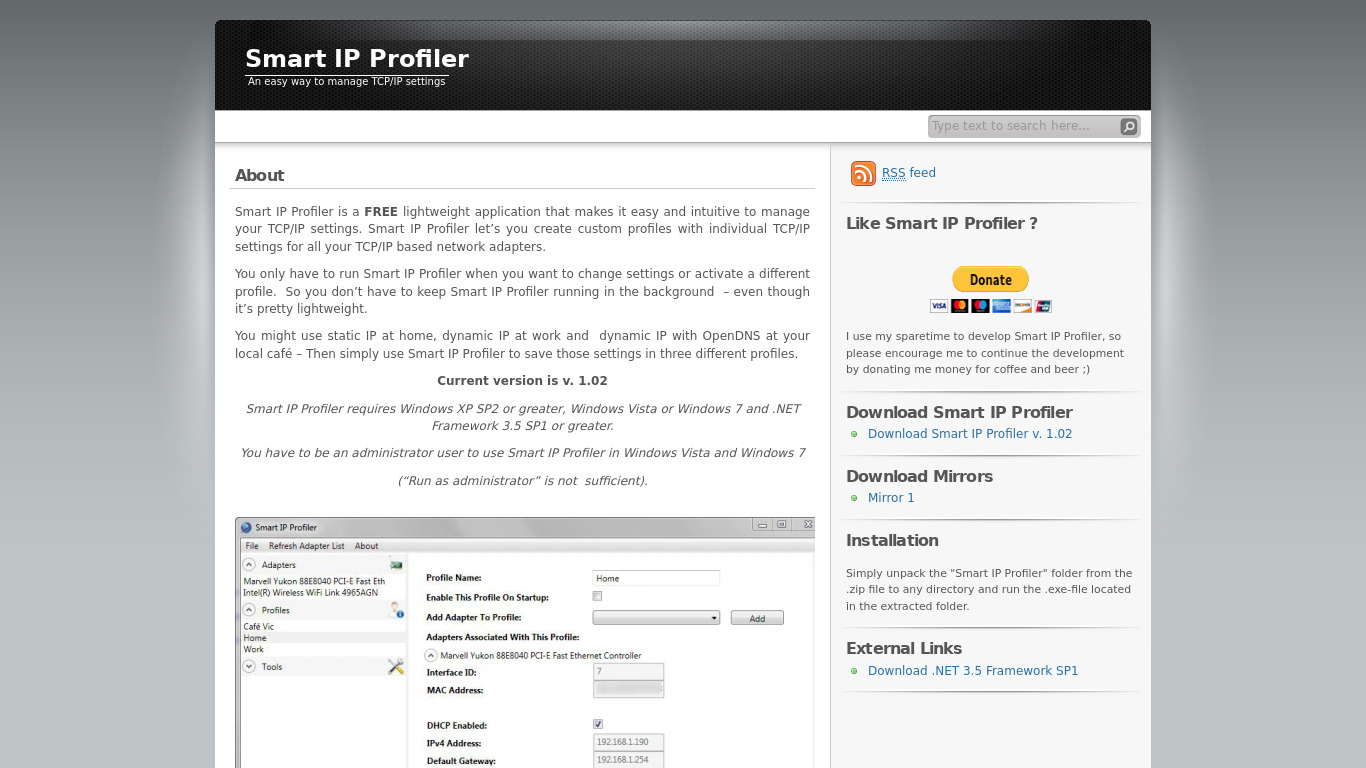 Smart IP Profiler Landing page