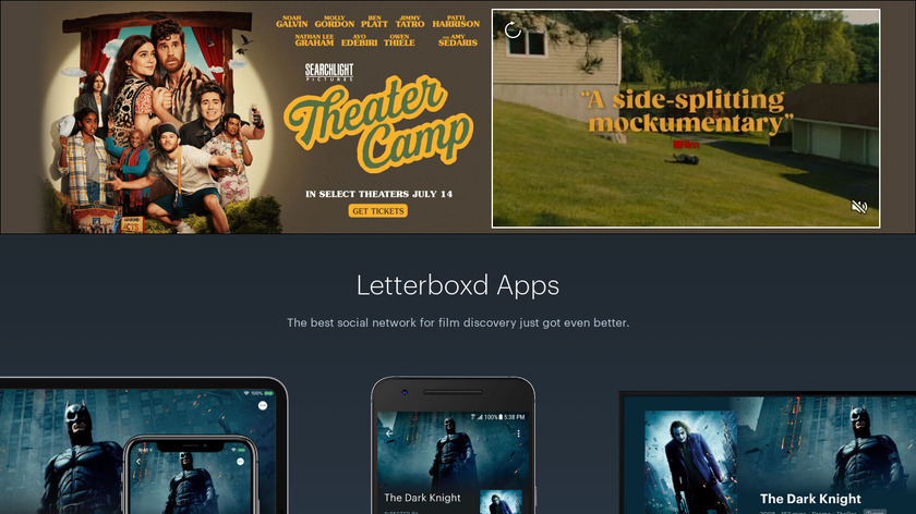 Letterboxd for iPhone Landing Page