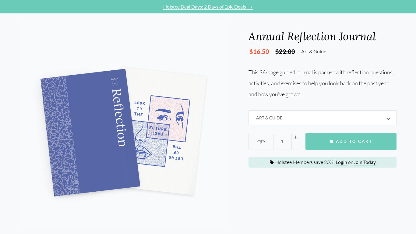 Holstee Reflection Journal Landing page