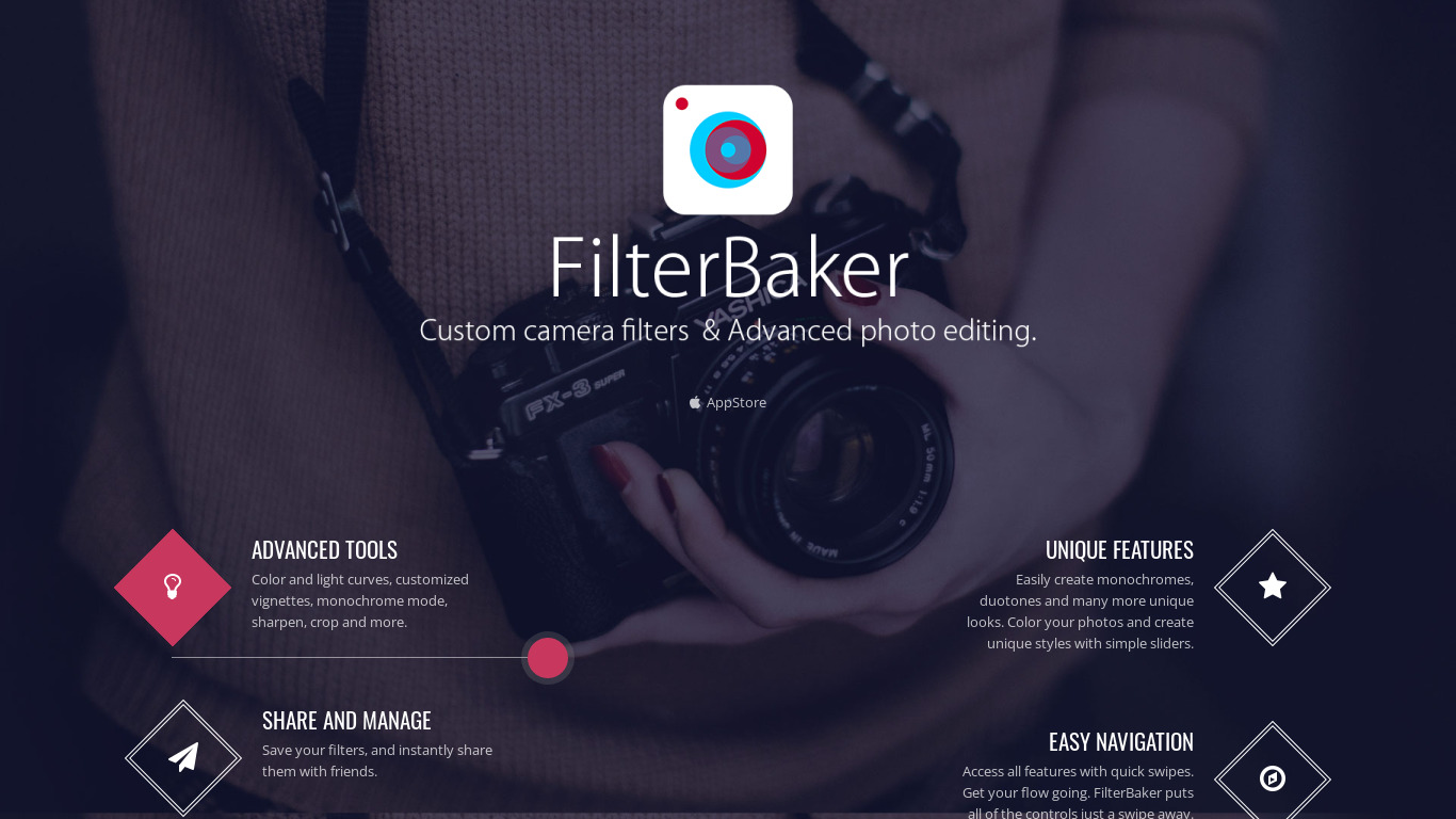 FilterBaker Landing page