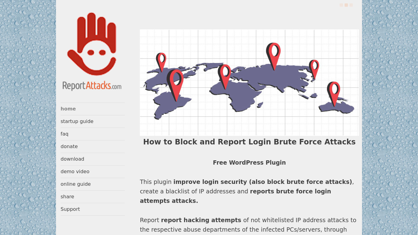 Report Attacks Landing page