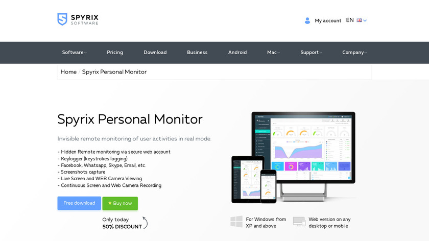 Spyrix Personal Monitor Landing Page