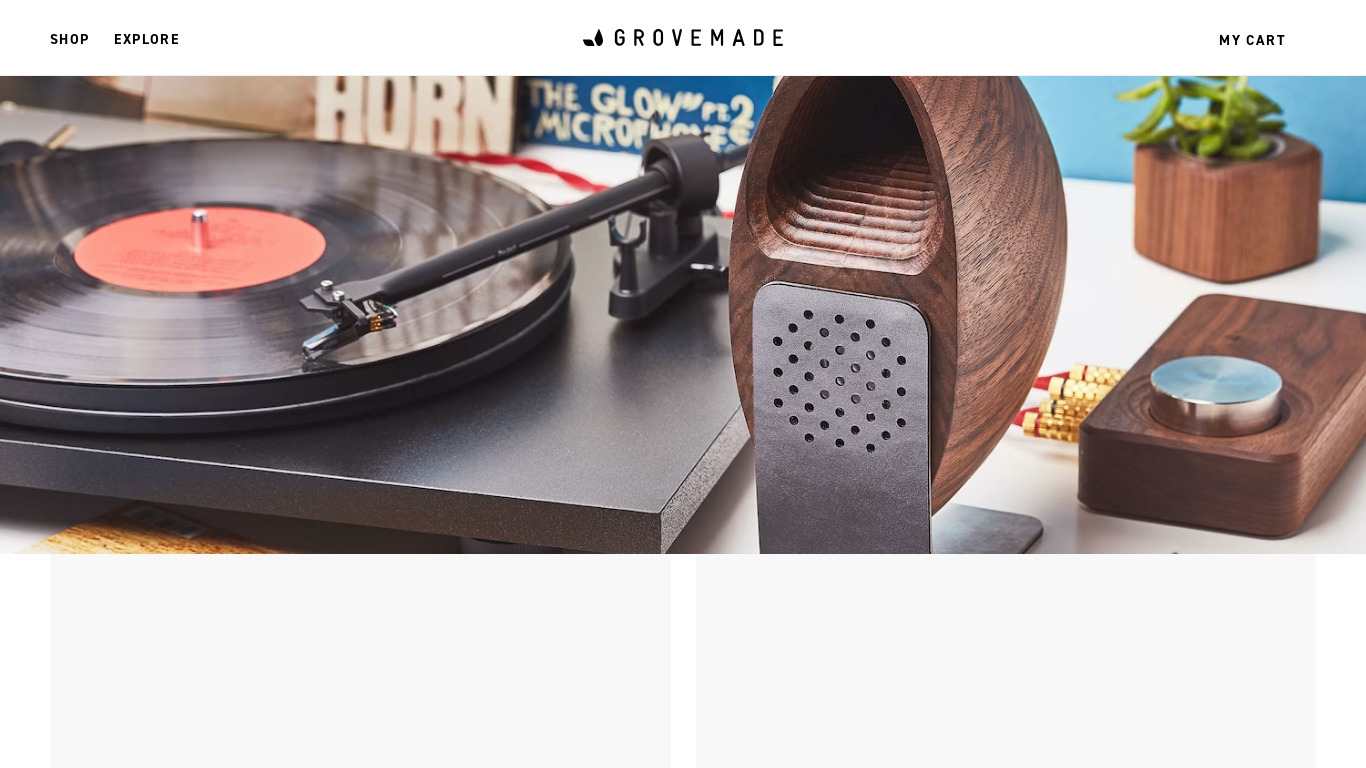 Wooden Speakers by Grovemade Landing page