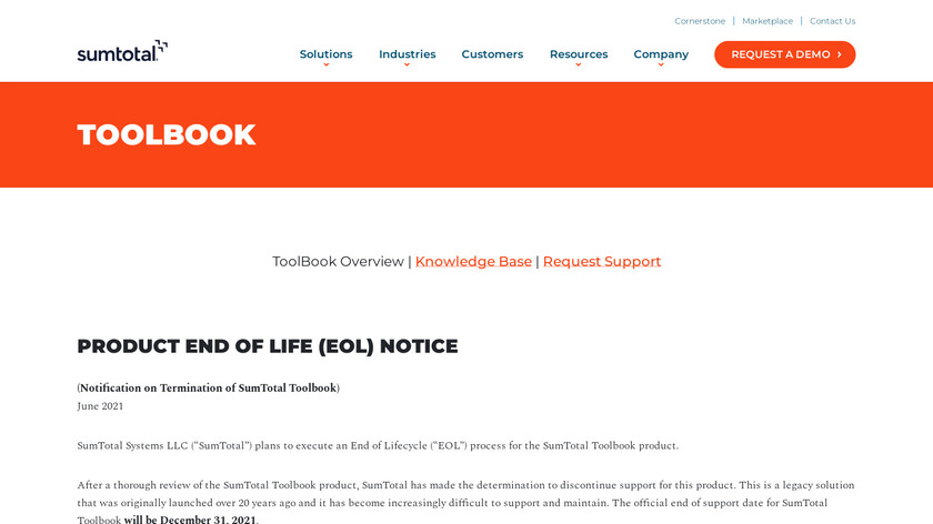 SumTotal ToolBook Landing Page