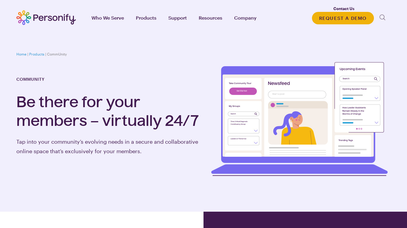 Personify Small World Community Landing page