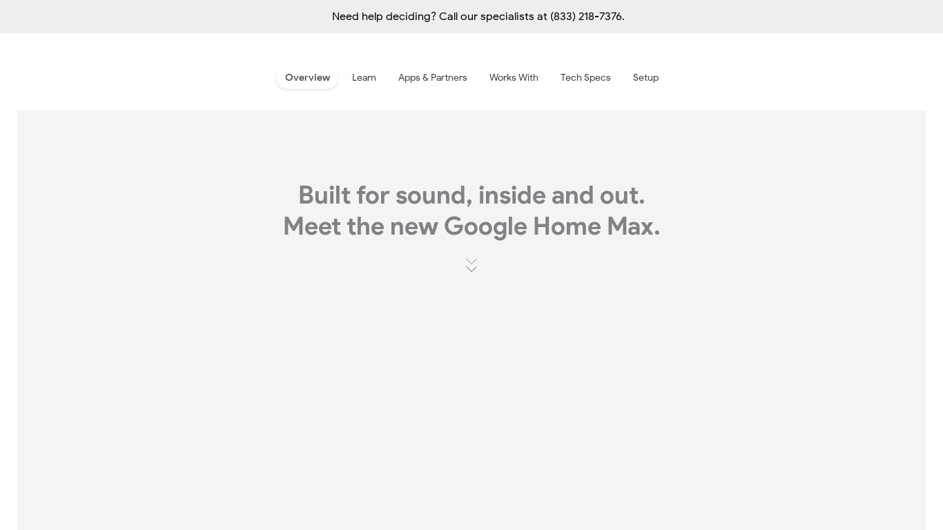 Google Home Max Landing page