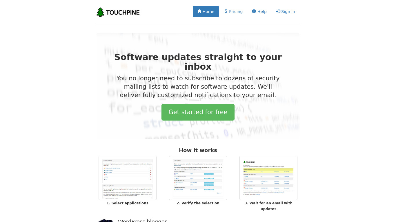 Touchpine Landing page