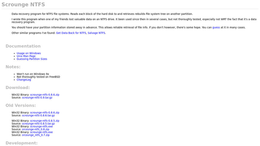 Scrounge NTFS Landing Page