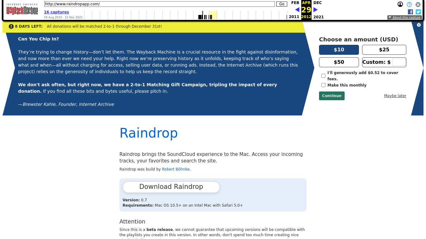 Raindrop Landing page
