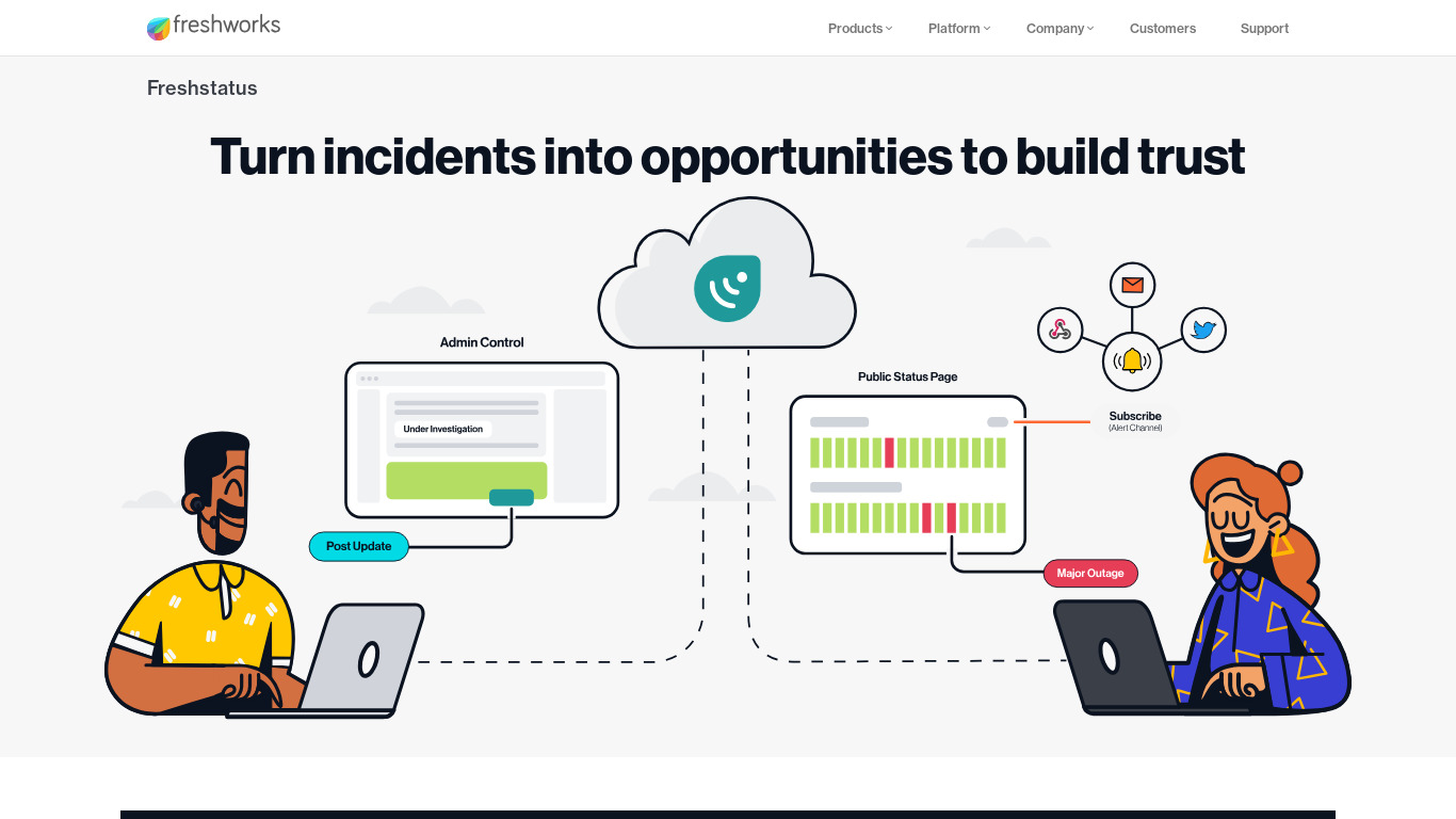 Freshstatus by Freshworks Landing page