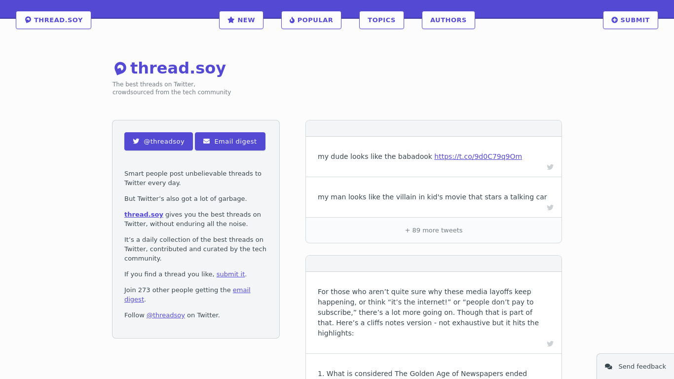 thread.soy Landing page