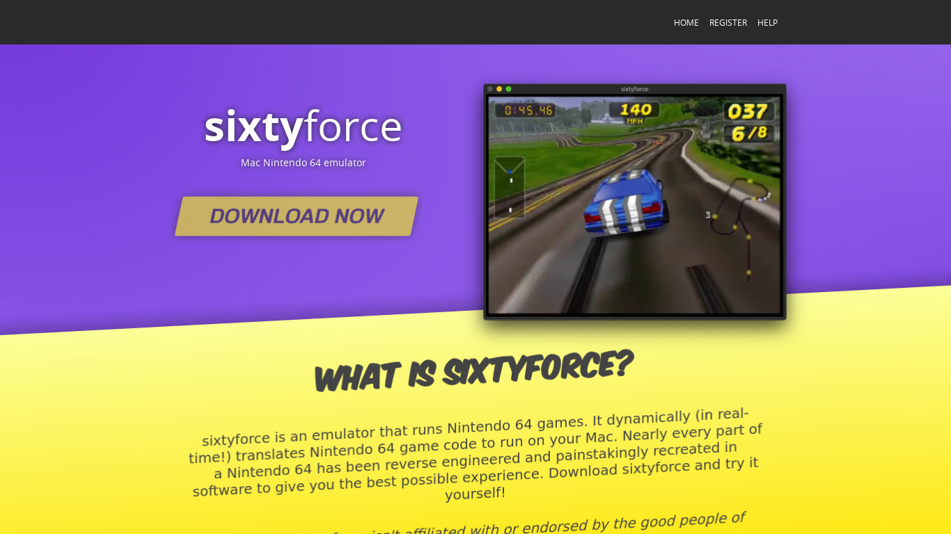 Sixtyforce Landing page