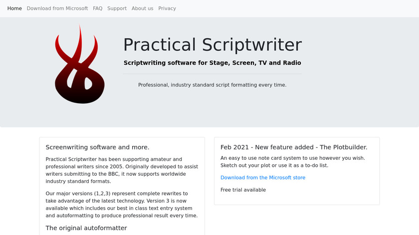 Practical Scriptwriter Landing Page