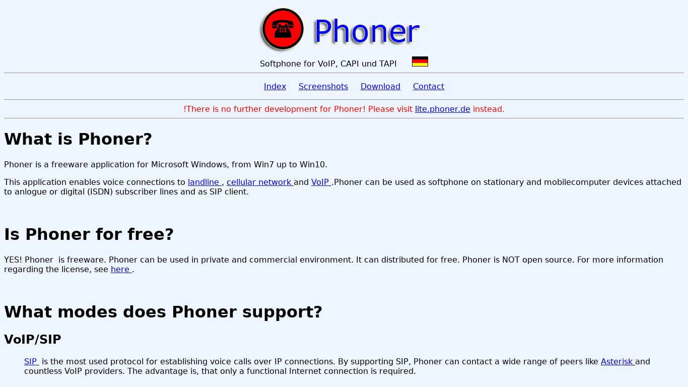Phoner Landing page