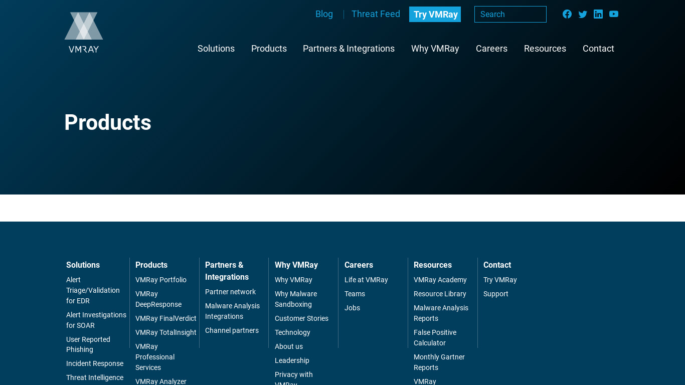 VMRay Analyzer Platform Landing page
