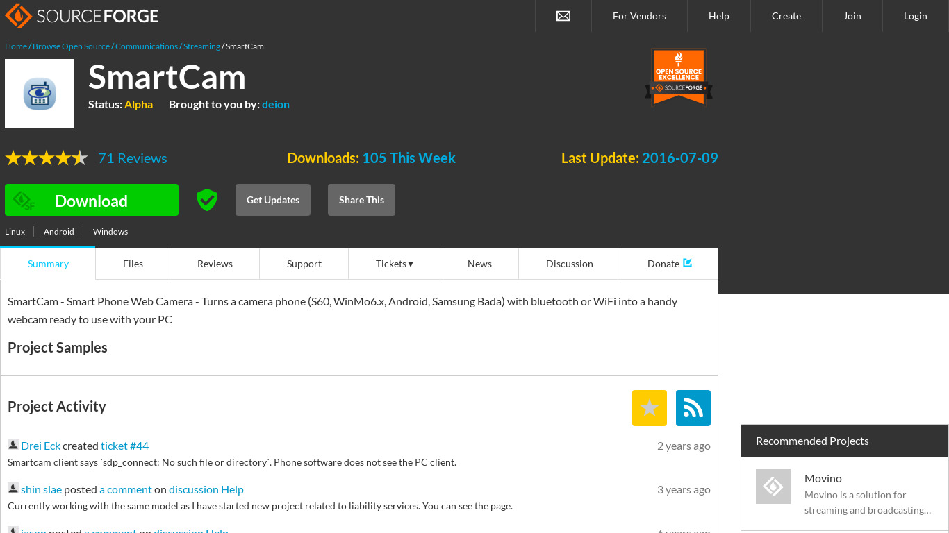 SmartCam Landing page