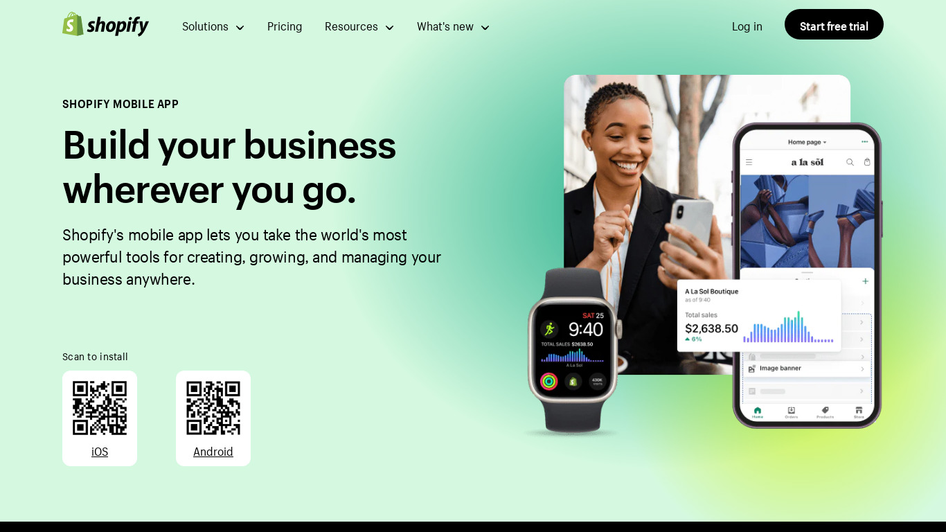 Shopify for Apple Watch Landing page