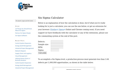 Six Sigma Calculator image