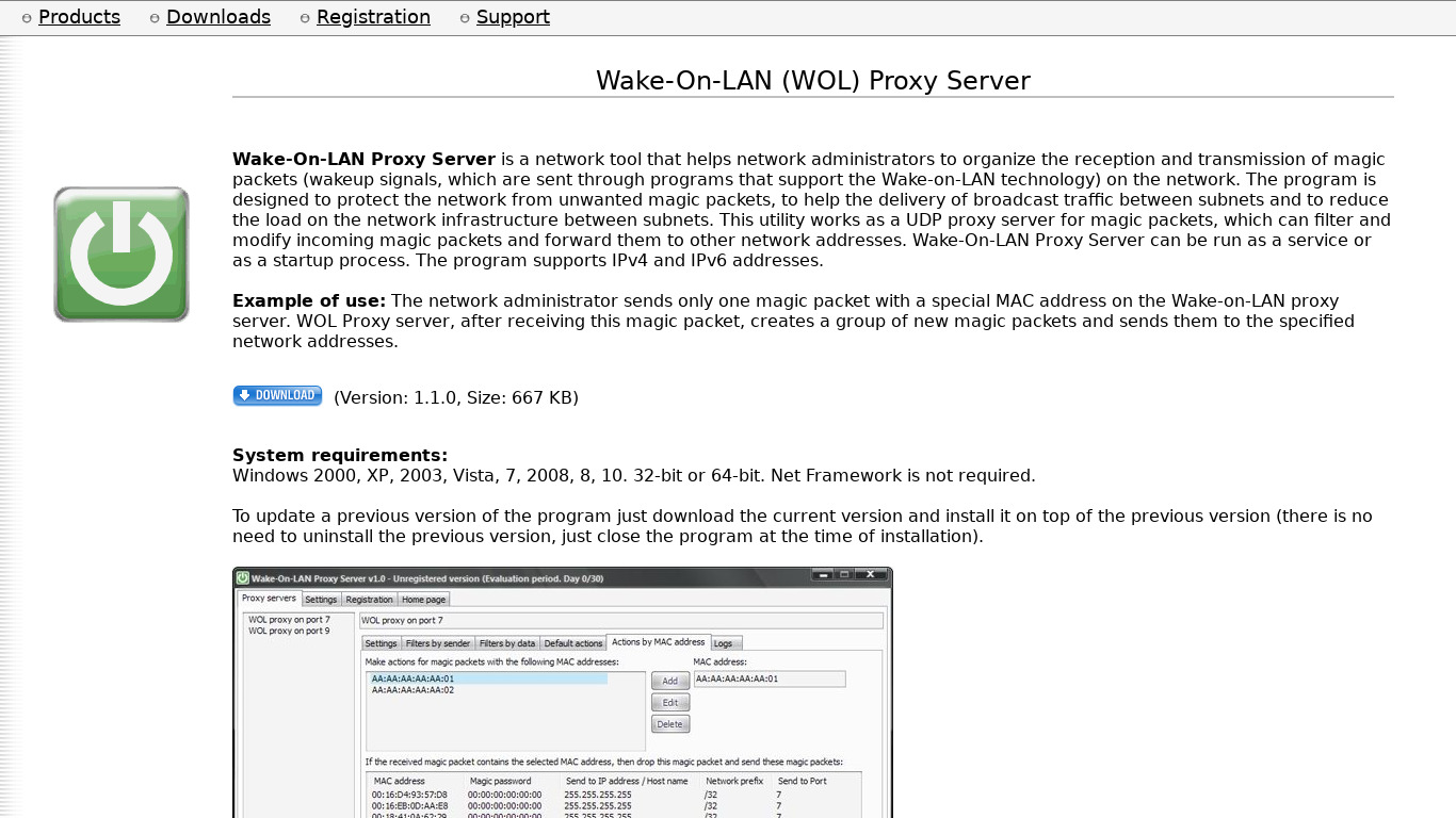 Wake-On-LAN Proxy Server Landing page