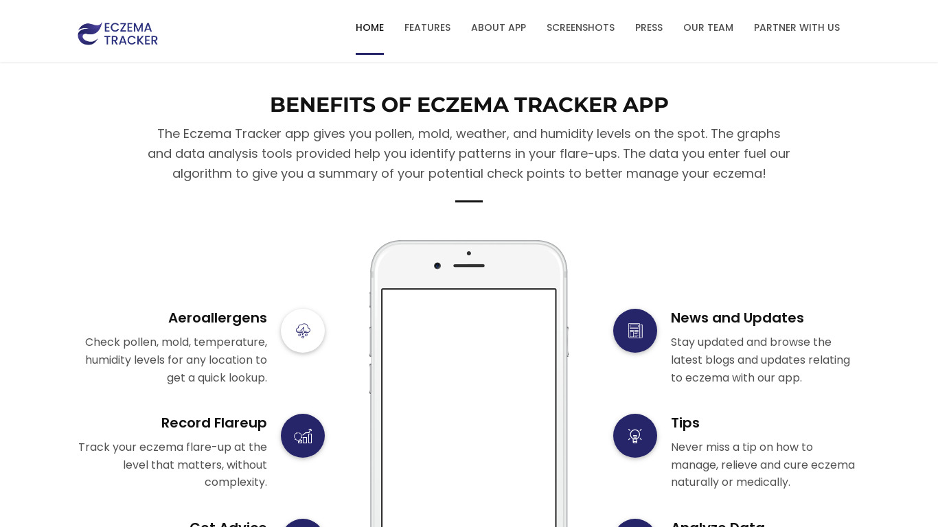 EczemaTracker.com Landing page