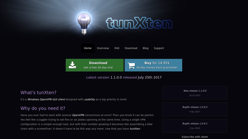 tunXten Landing Page