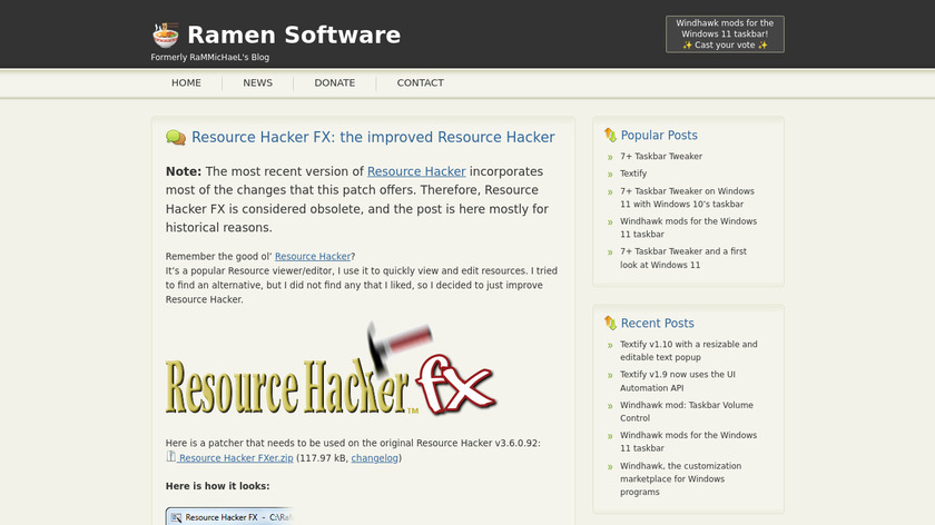 Resource Hacker FX Landing Page