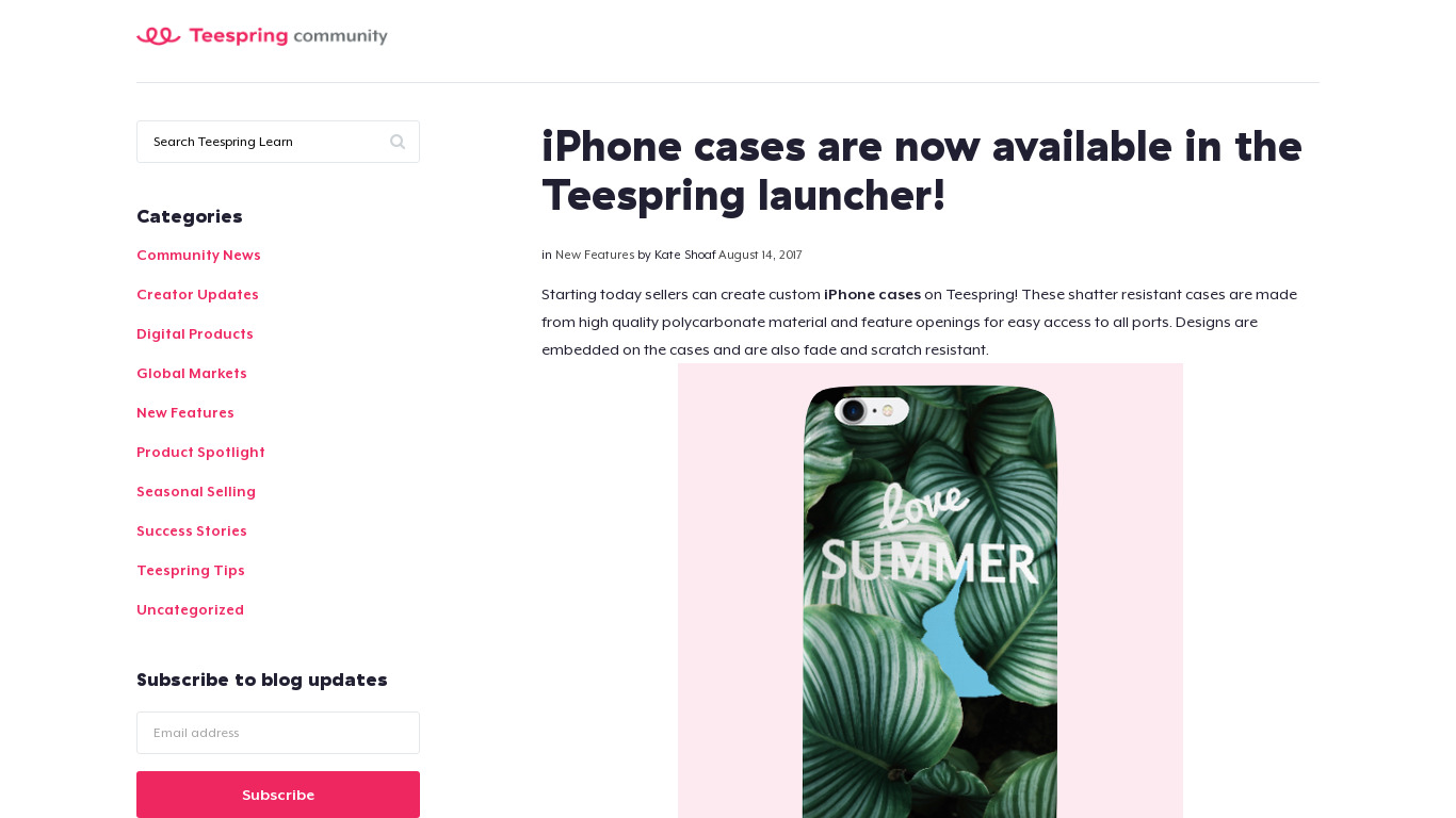 iPhone Cases by Teespring Landing page