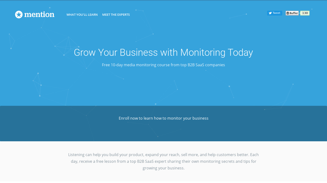 Mention Monitoring Academy Landing page