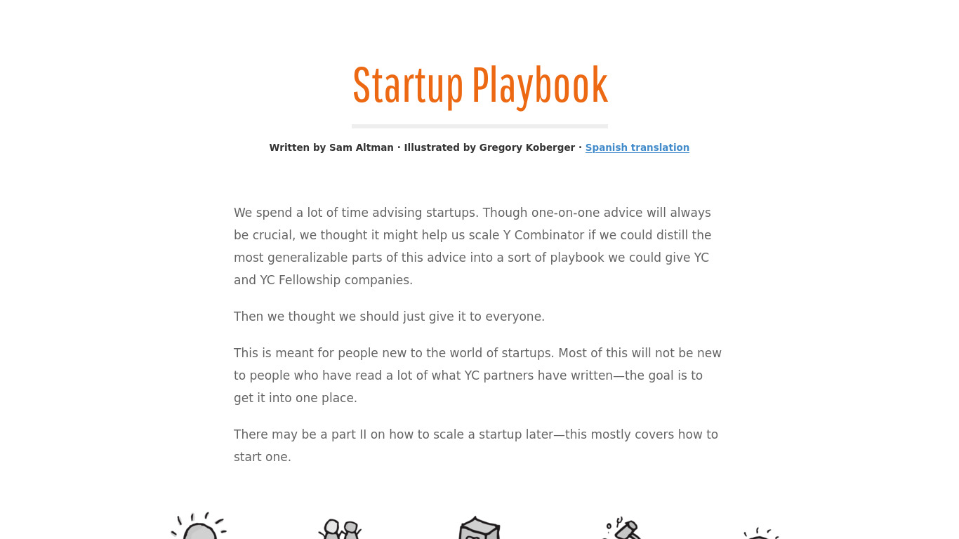 Startup Playbook Landing page