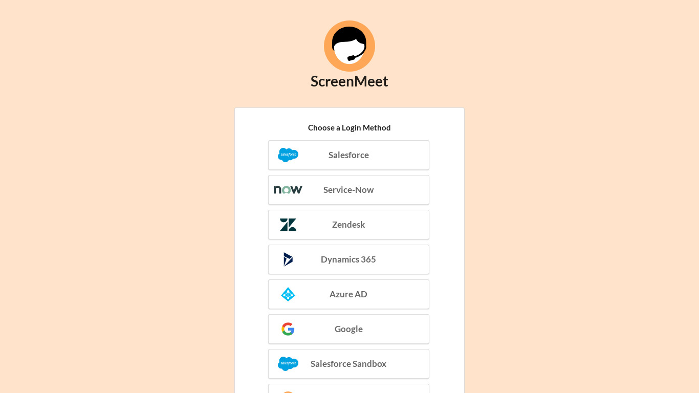 ScreenMeet Support Landing page