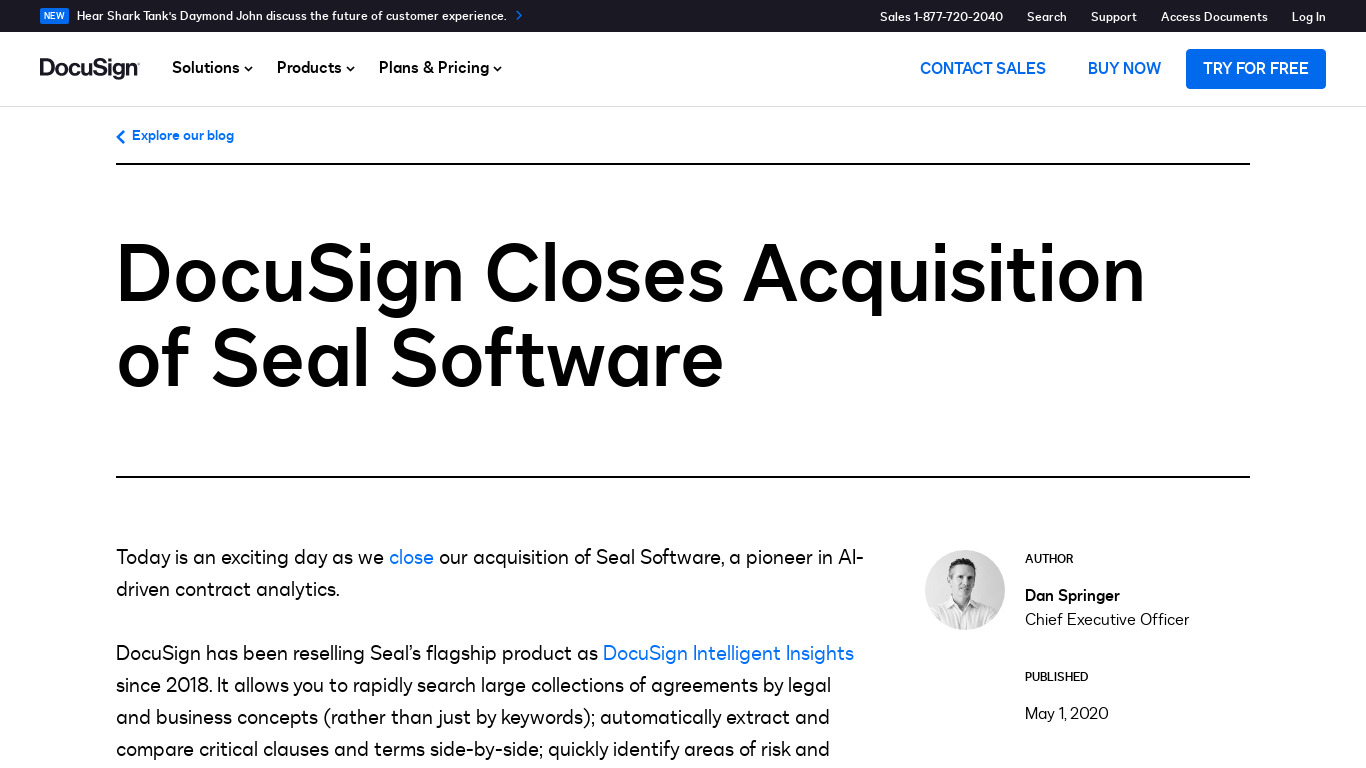 Seal Contract Discovery Landing page