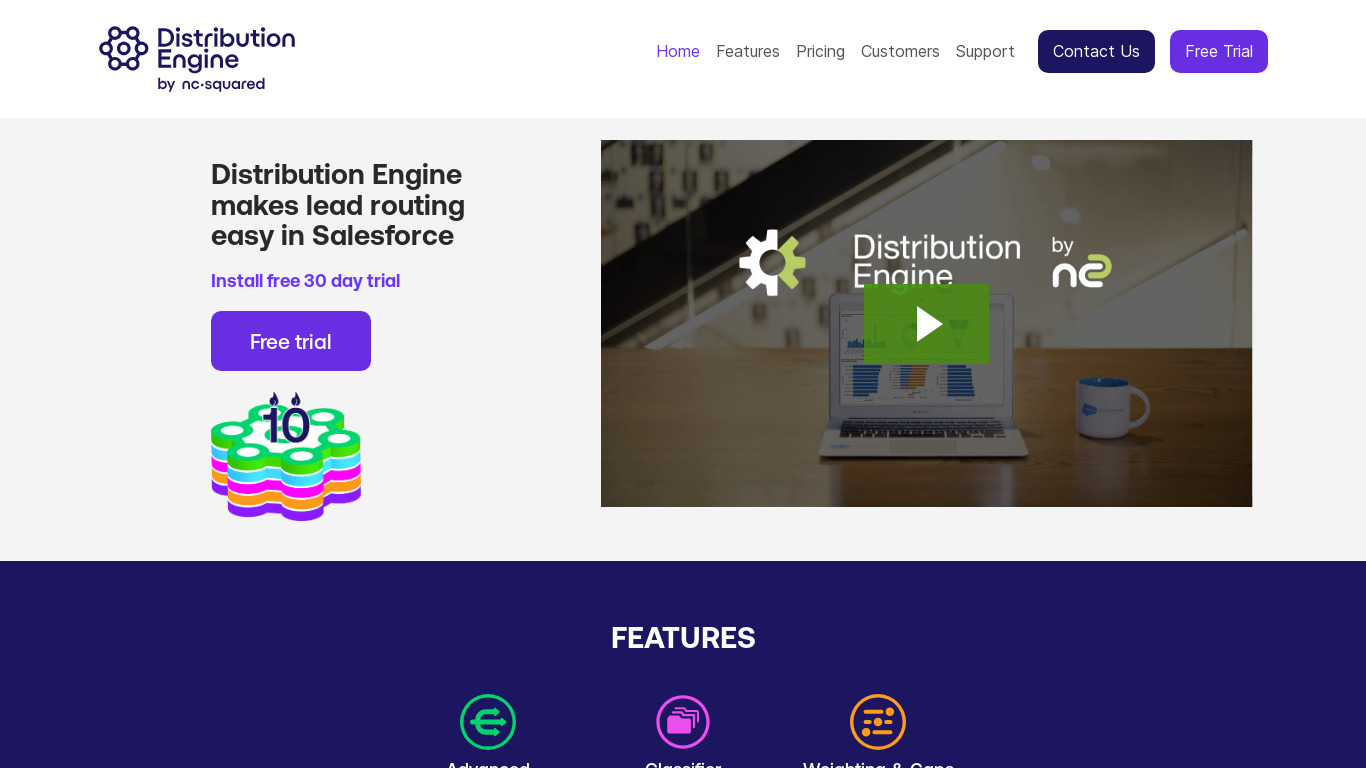 Distribution Engine by NC Squared Landing page