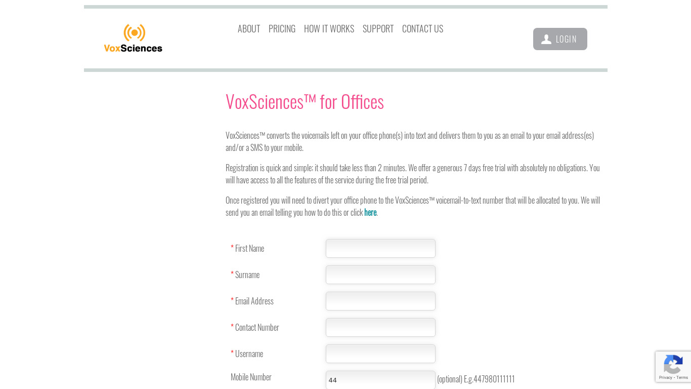 VoxSciences for Offices Landing page