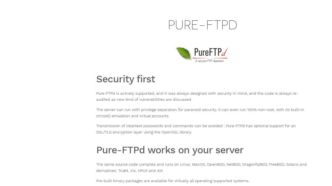 Pure-FTPd Landing page