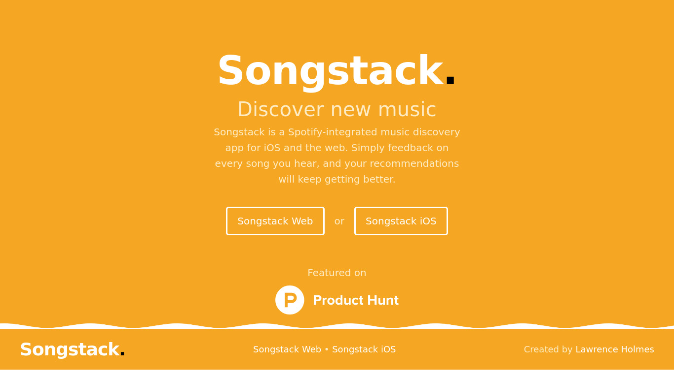 Songstack Landing page