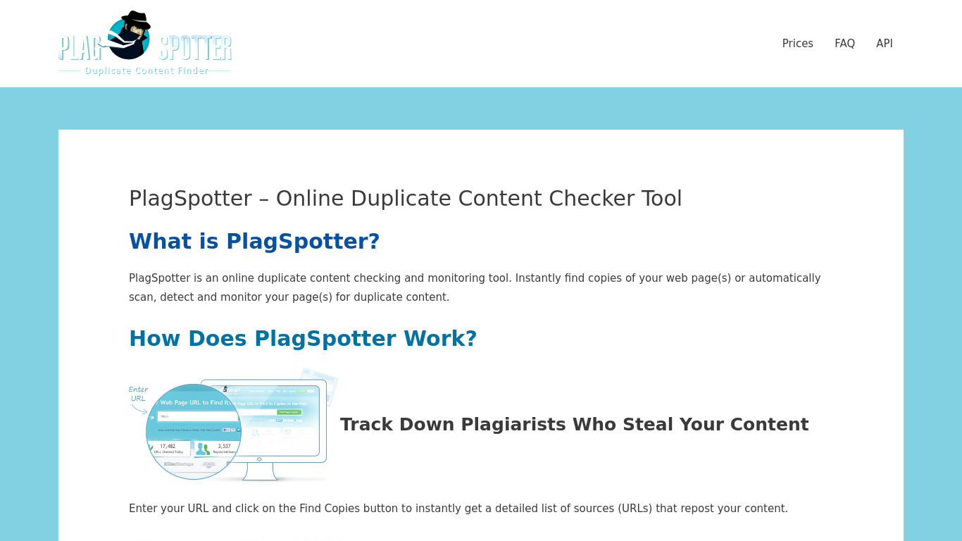 PlagSpotter Landing page