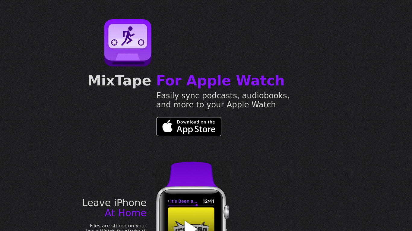 MixTape for Apple Watch Landing page