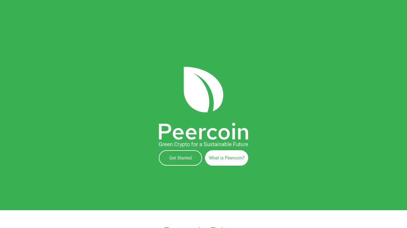 Peercoin Landing page