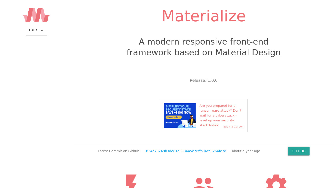 Materialize CSS Landing page